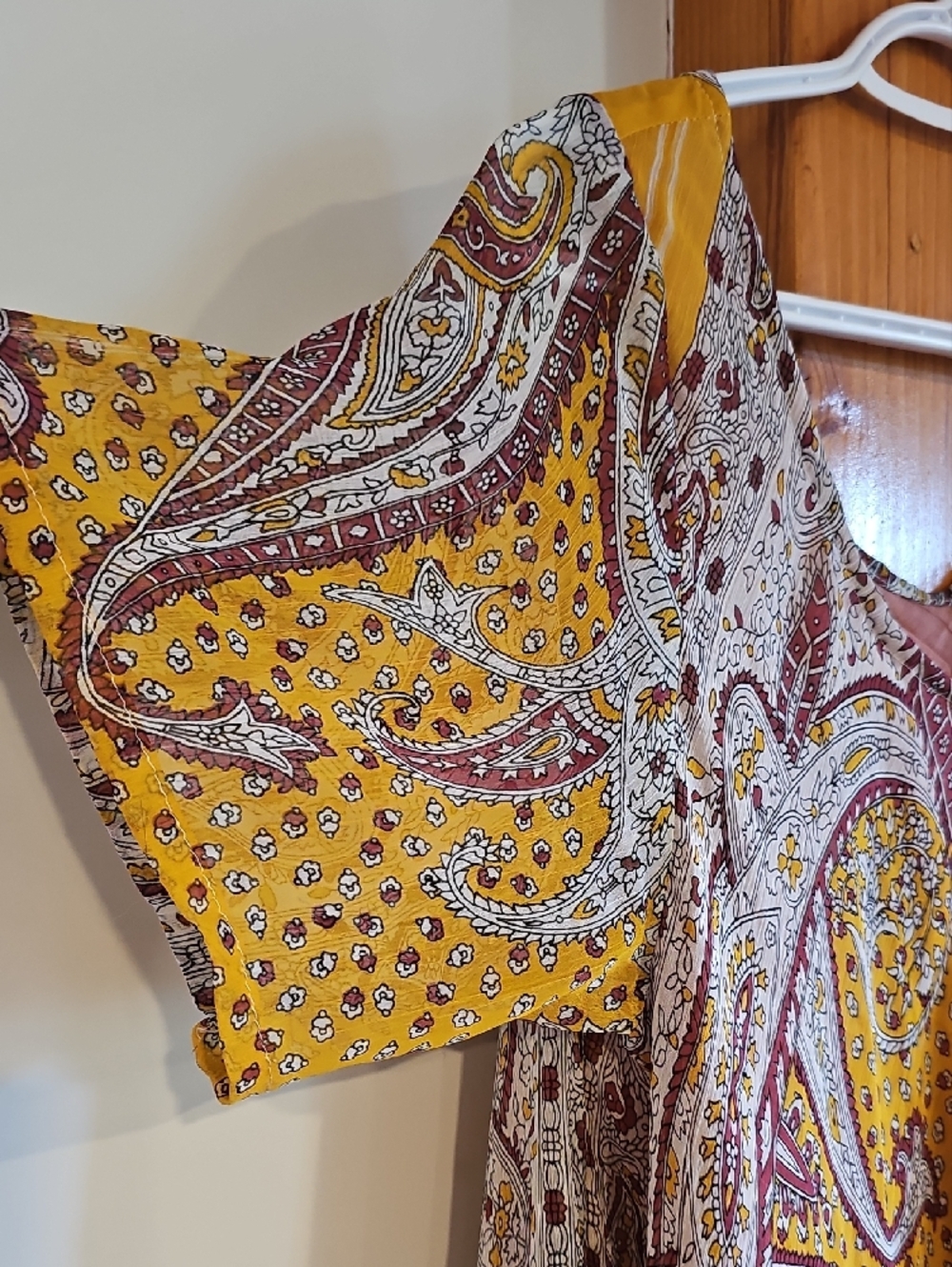 Yellow Paisley Casual Midi Dress - Picture 4 of 7